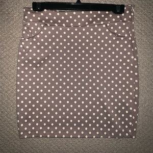 Audrey Khaki and White Polka dot skirt